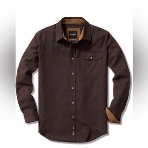 CQR Flannel Button Up Shirt Mens 2XL Brown Cotton Long Sleeve Casual